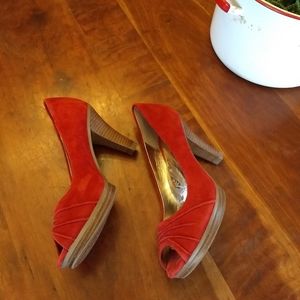 3/$20 Women's Red Sofft Peekaboo Heels